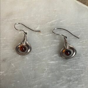 Elegant Silver and Brown Earrings